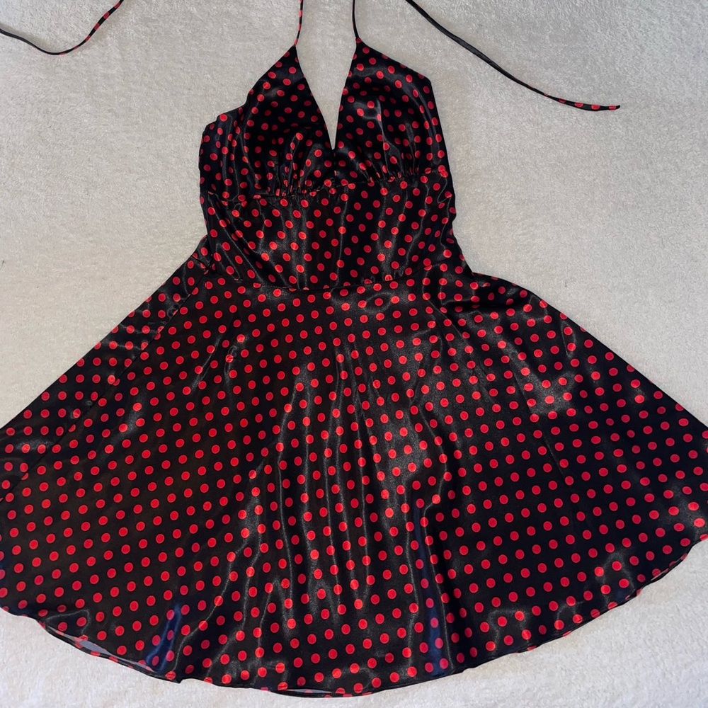 Retro Polka Dot Mini Halter Party Dress